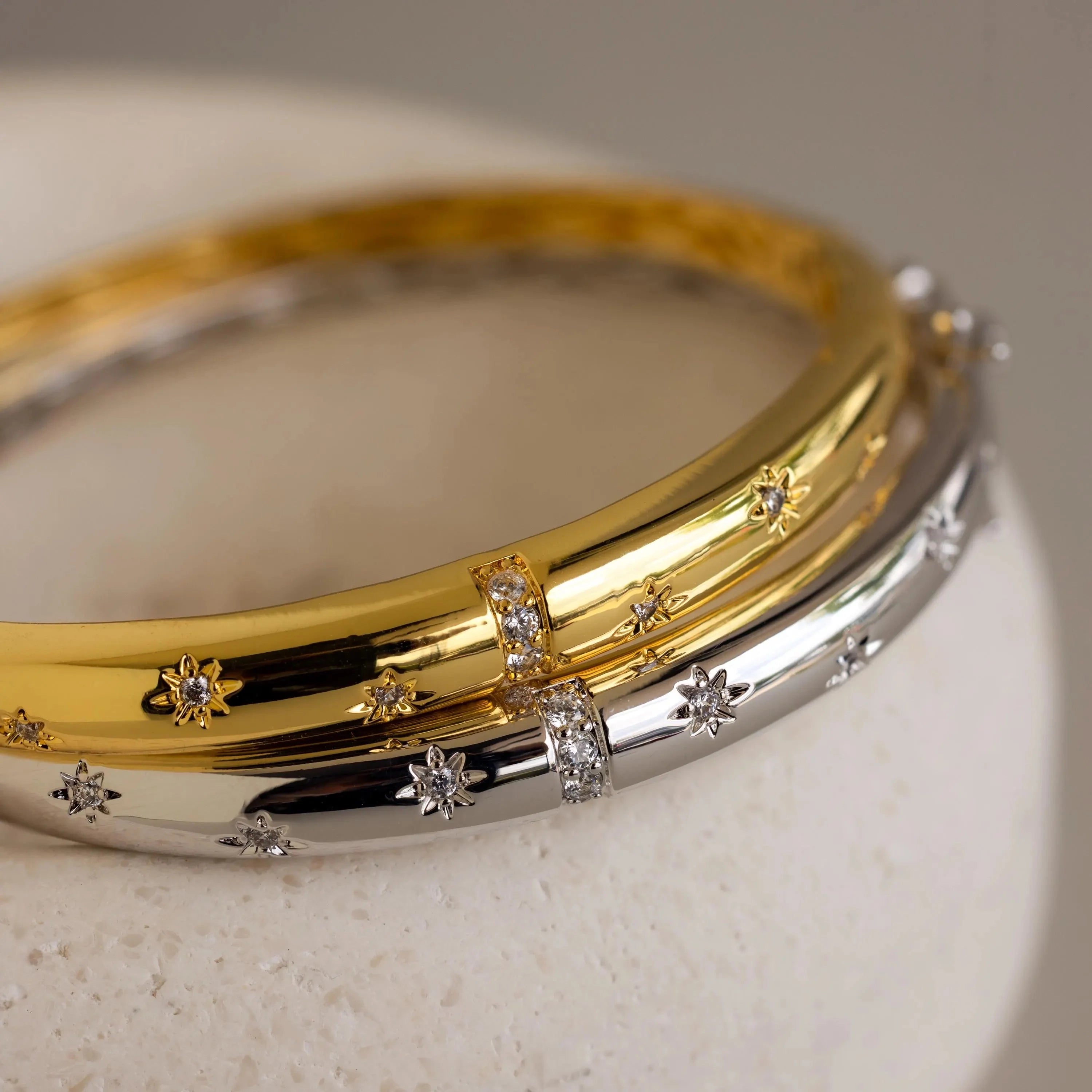 North Star Bangle Bracelet Silver 18K Gold Plated