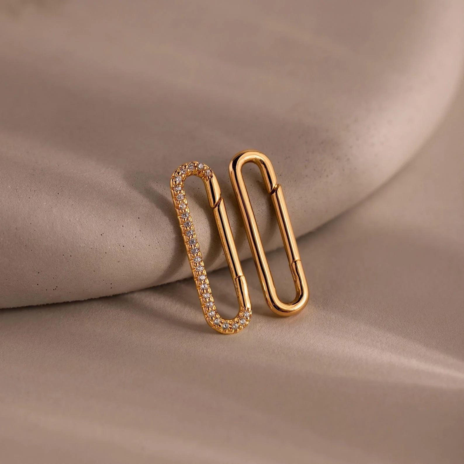 Multipurpose Pave Link Clasp Set Silver 18K Gold Plated