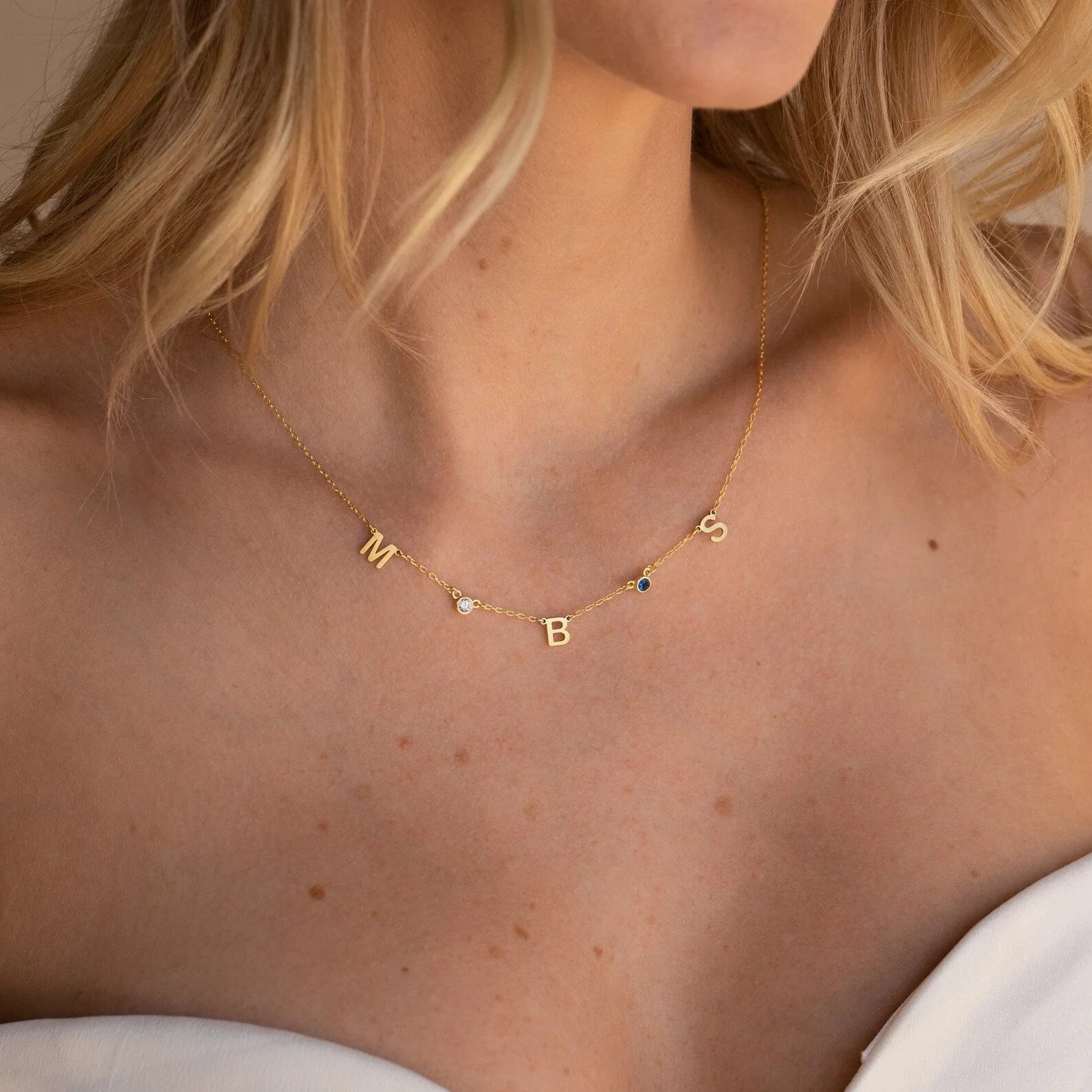Personalized Birthstone Letter Necklace