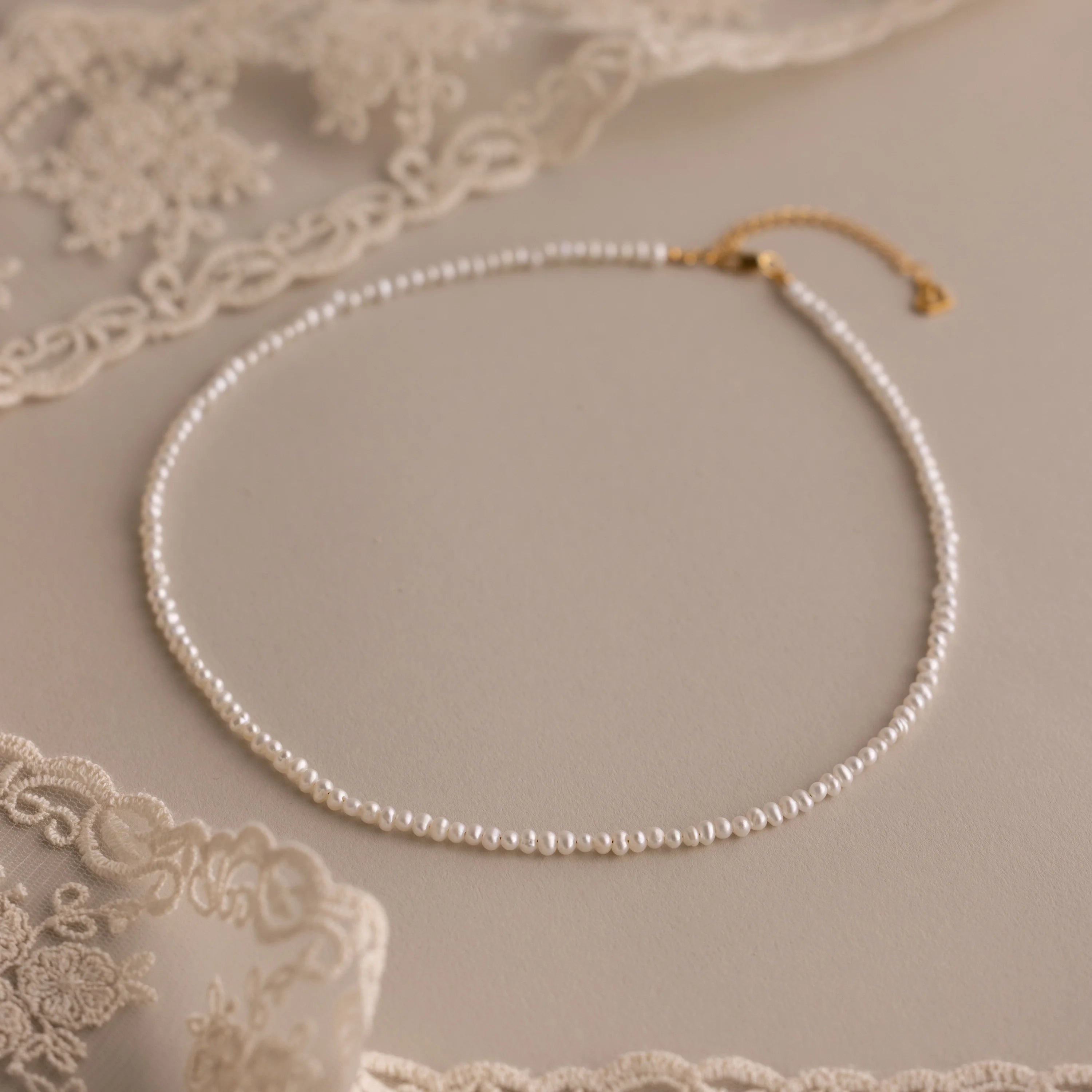 Freshwater Pearl Beaded Necklace Silver 18K Gold Plated