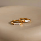 Baguette Cut Diamond Signet Ring Silver 18K Gold Plated