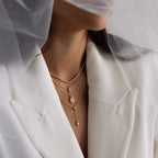 Pearl Diamond Drop Necklace Silver 18K Gold Plated