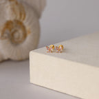 Butterfly Pink Tourmaline Flatback Studs Silver 18K Gold Plated