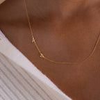 Sideways Initial Heart Necklace Silver 18K Gold Plated