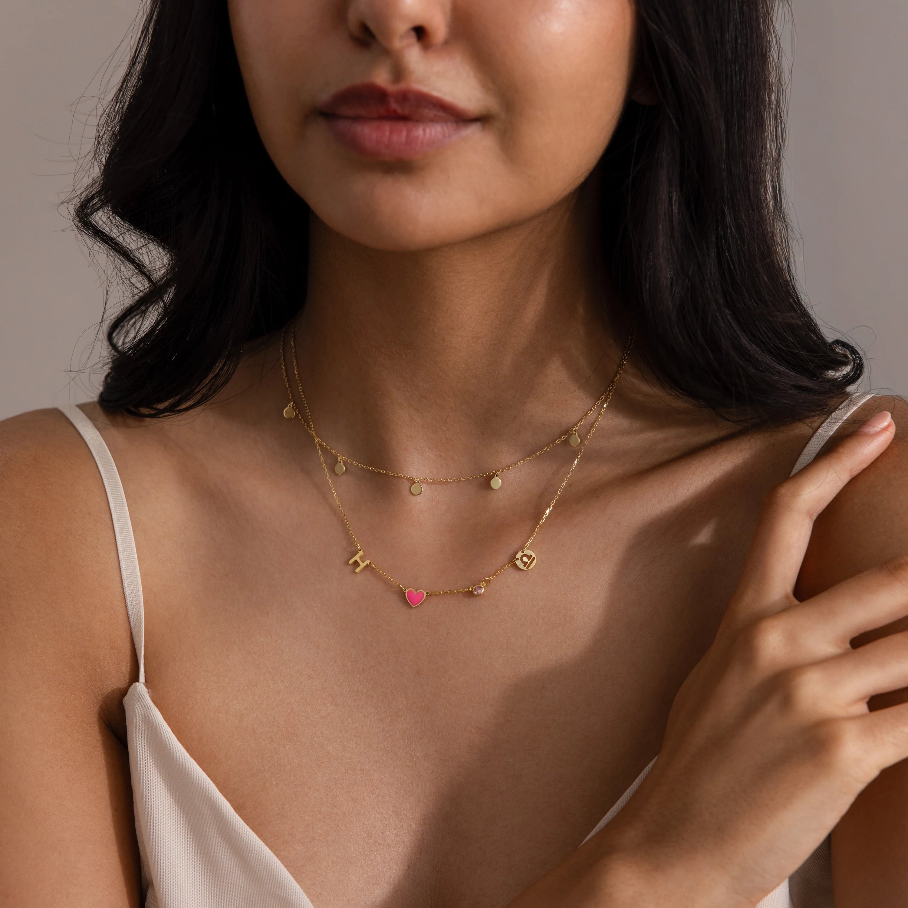 Dainty Space Charm Necklace Silver 18K Gold Plated