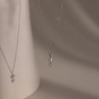 Diamond Pearl Drop Necklace Silver 18K Gold Plated