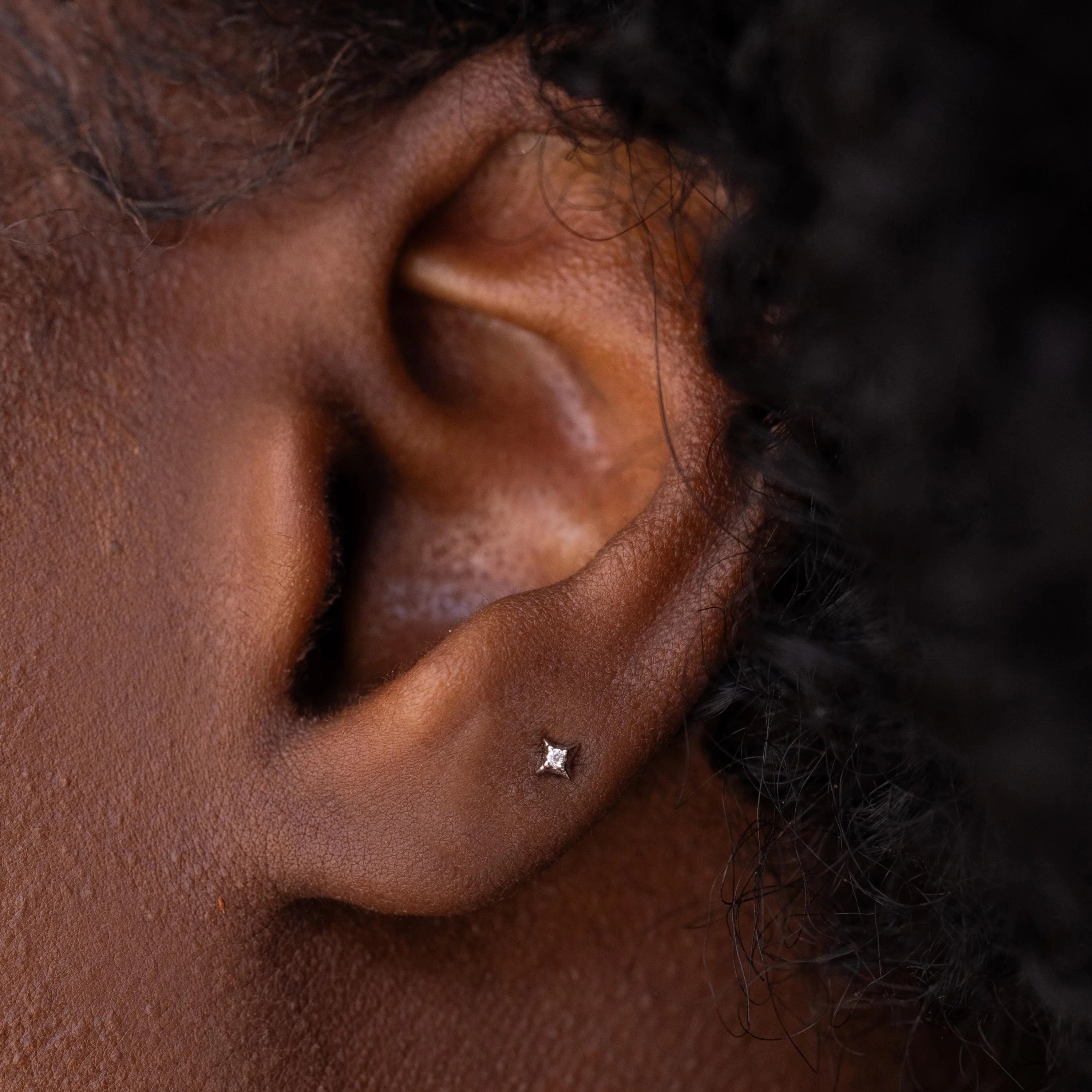 North Star Flatback Studs Silver 18K Gold Plated