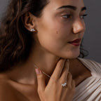 Marquise Diamond Necklace & Earrings Set Silver 18K Gold Plated