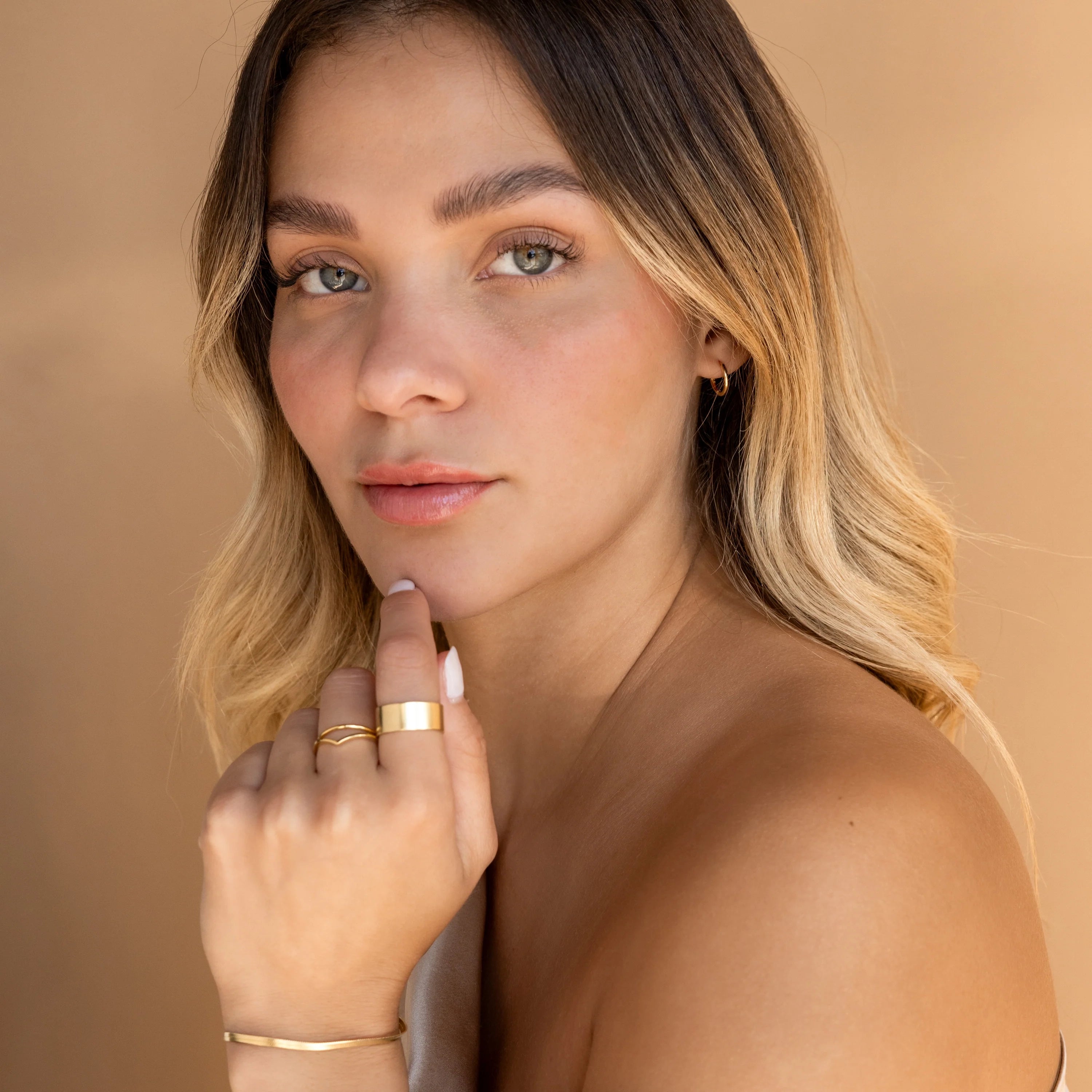 Small Bold Hoops  Silver 18K Gold Plated