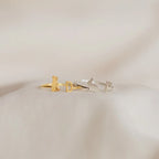 Duo Pet Initial Ring Silver 18K Gold Plated