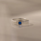 Sapphire Ribbed Band Silver 18K Gold Plated