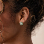 Jade Diamond Studs Silver 18K Gold Plated