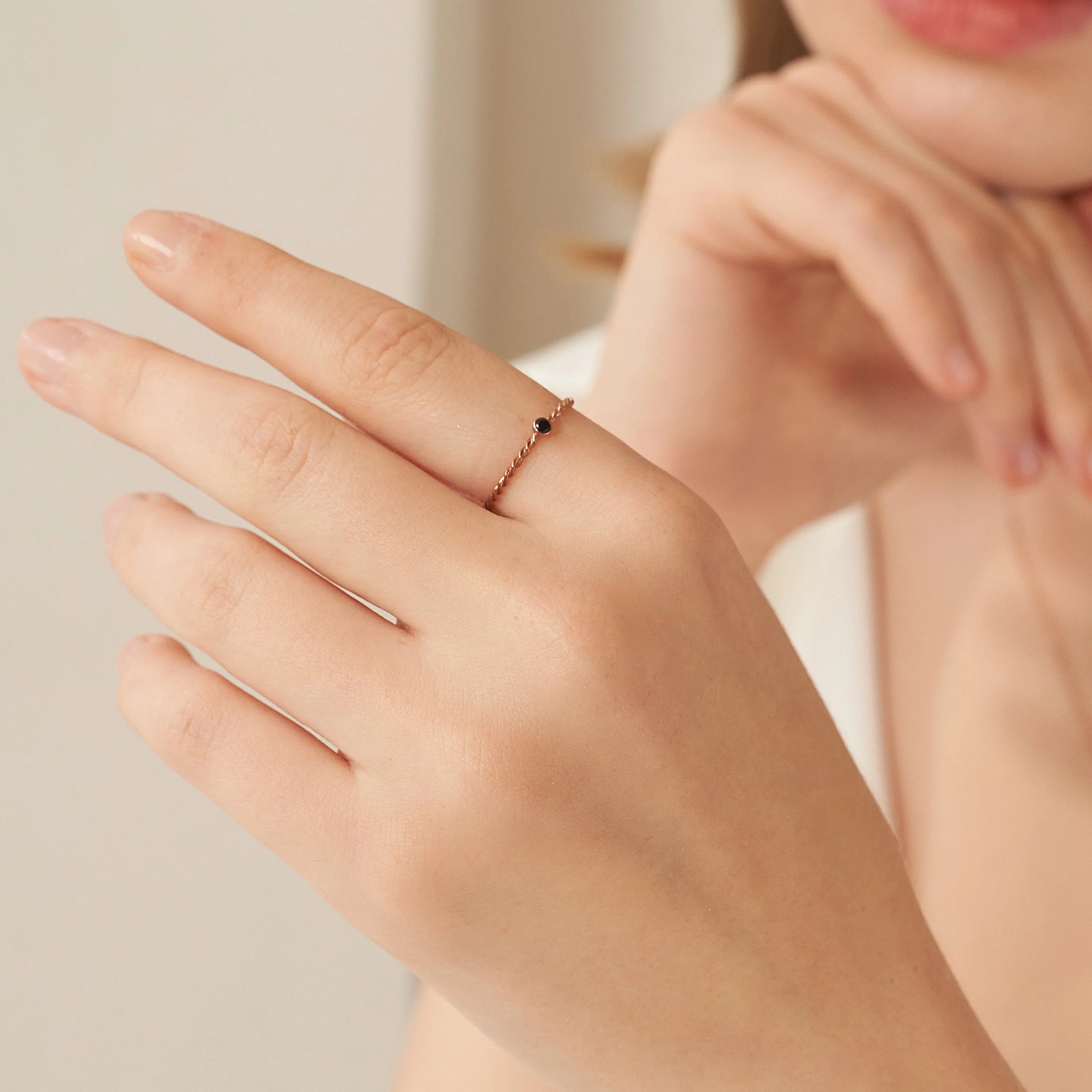 Twisted Birthstone Ring Silver 18K Gold Plated