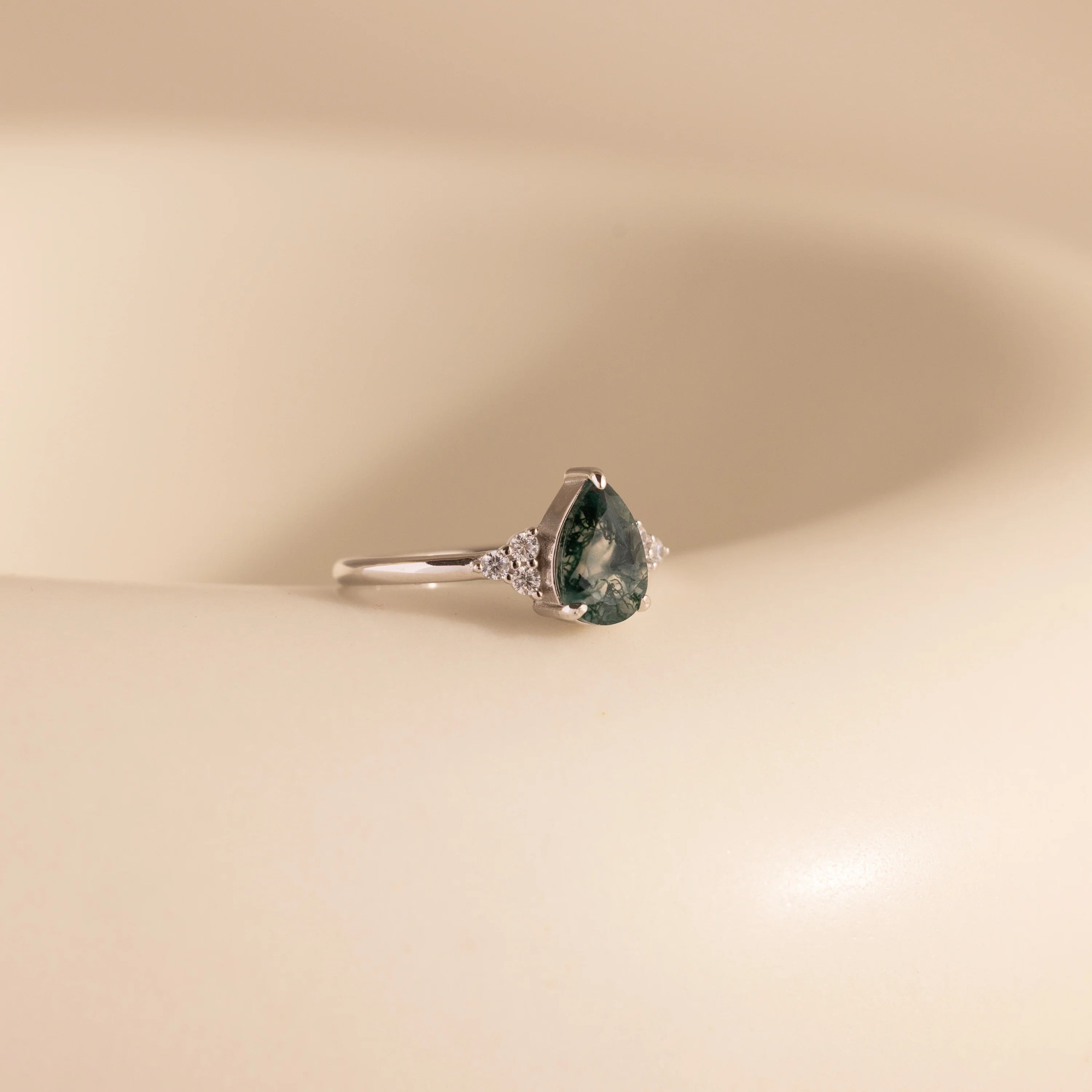 Agate Teardrop Ring Silver 18K Gold Plated