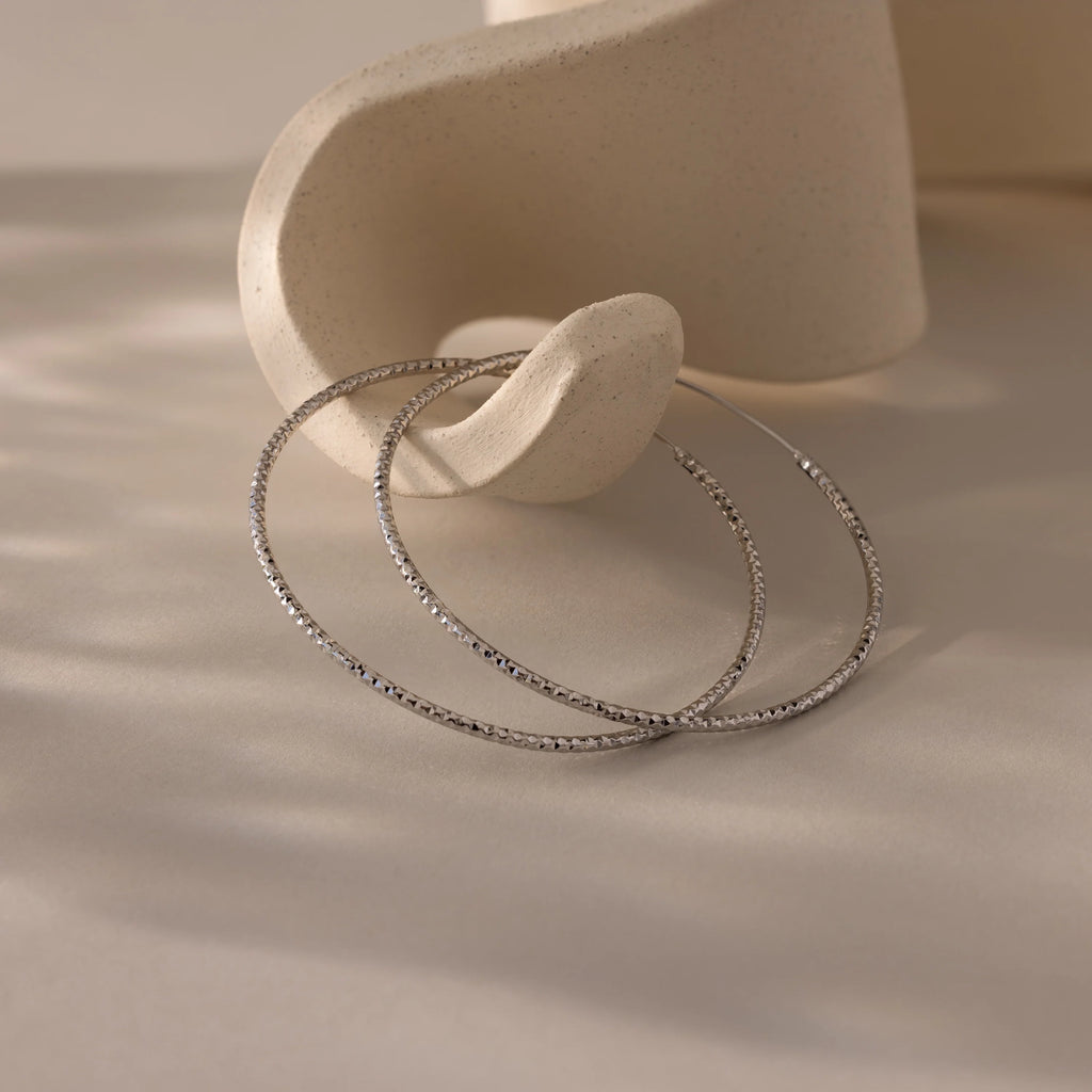 Large Sparkle Hoops Silver 18K Gold Plated