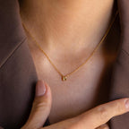 Bubble Letter Charm Necklace Silver 18K Gold Plated