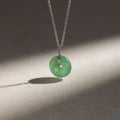 Round Jade Pendant Necklace Silver 18K Gold Plated