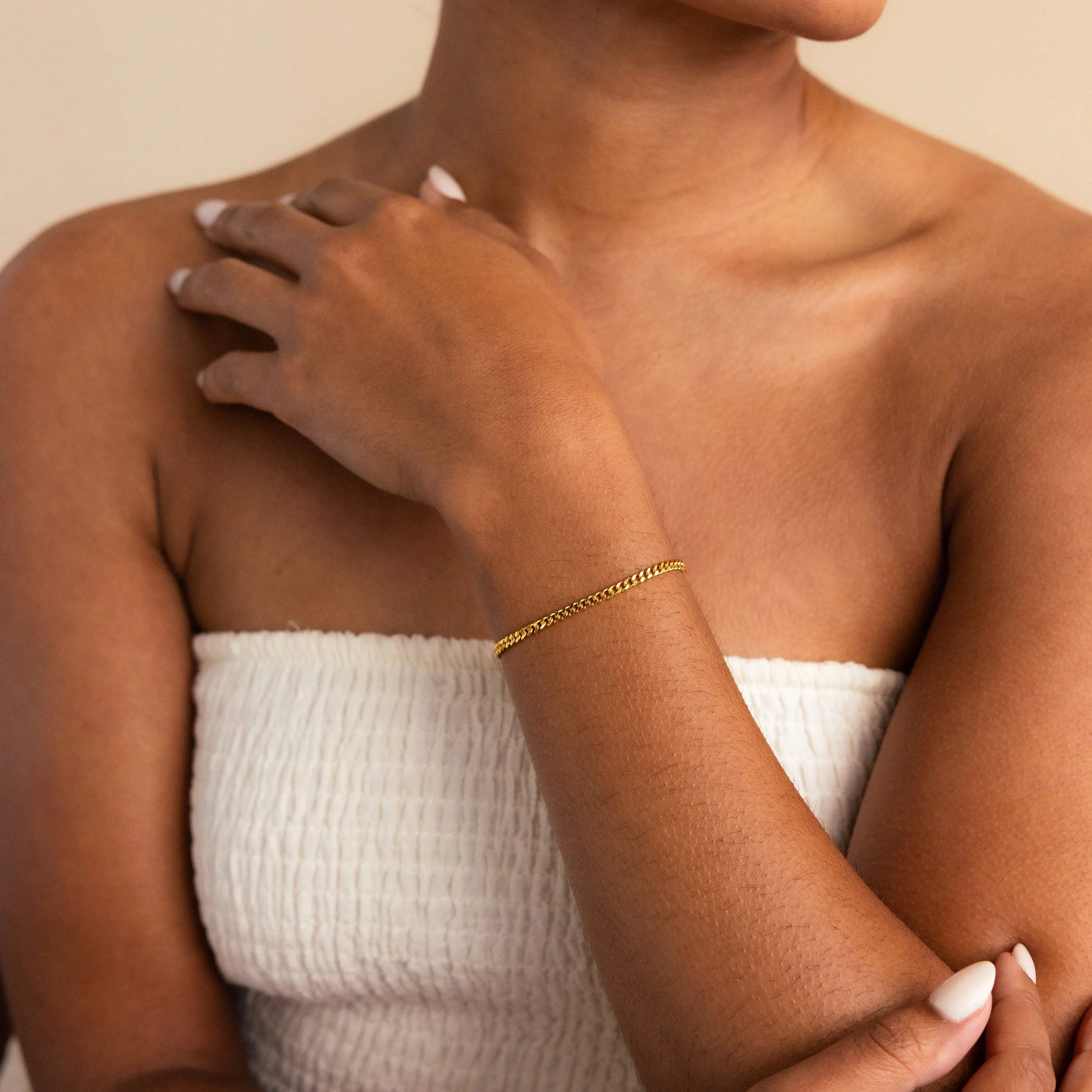 Curb Chain Bracelet Silver 18K Gold Plated