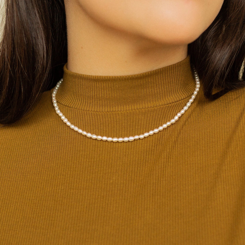 Pearl Choker Necklace Silver 18K Gold Plated