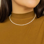 Pearl Choker Necklace Silver 18K Gold Plated