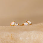 Dainty Opal Stud Earrings Set Silver 18K Gold Plated