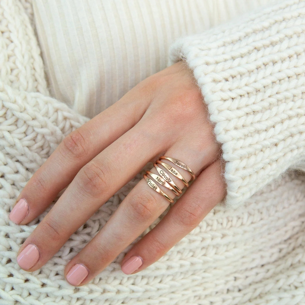 Arthur Skinny Name Ring Silver 18K Gold Plated