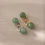 Jade Dome Drop Earrings Silver 18K Gold Plated