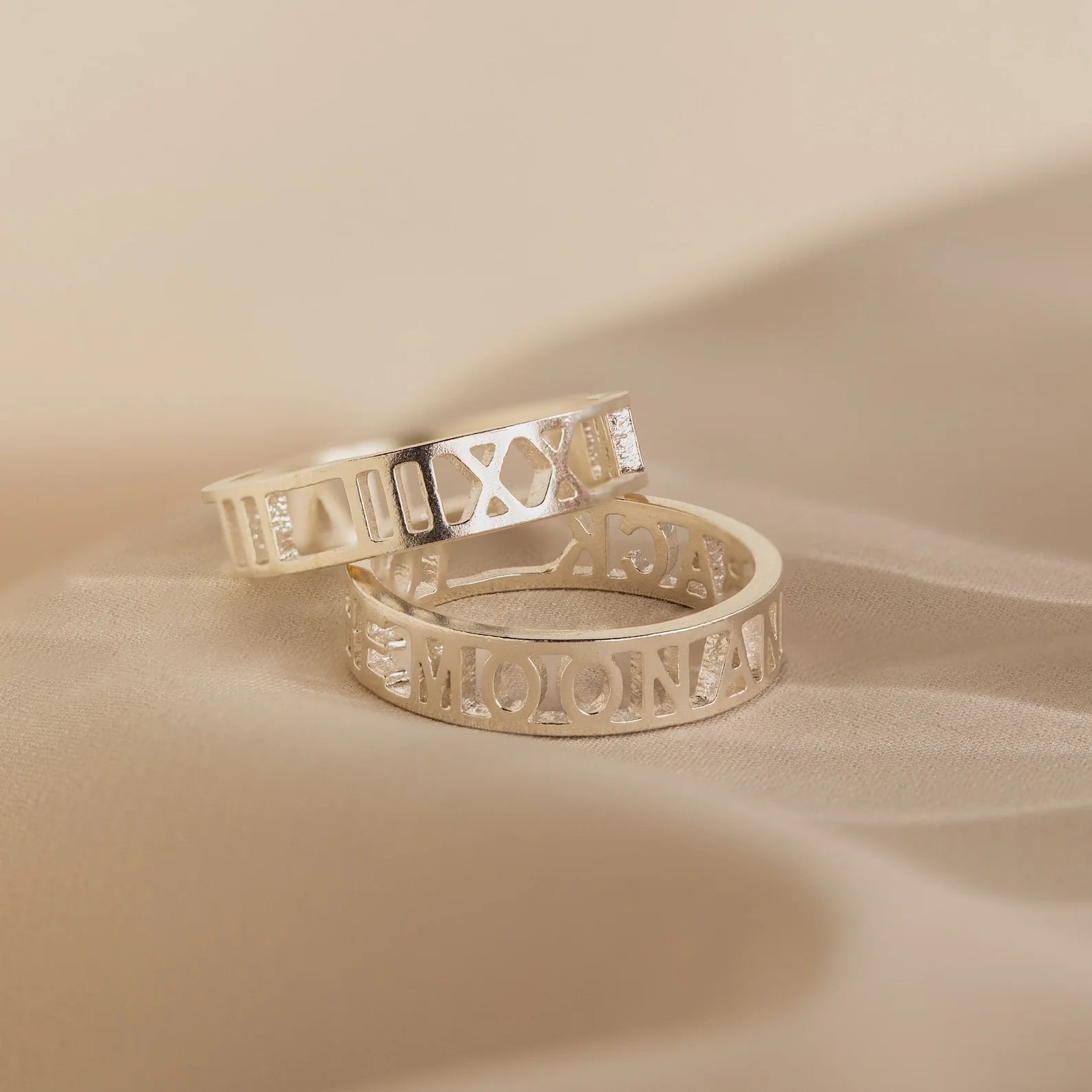 Roman Numerals Ring Silver 18K Gold Plated