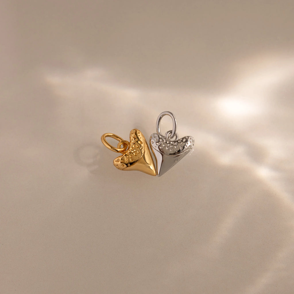 Dainty Shark Tooth Charm Silver 18K Gold Plated