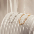 Diamond Station Bracelet Ring Silver 18K Gold Plated