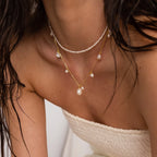 Baroque Pearl Station Necklace Silver 18K Gold Plated