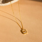 Pave Gemstone Initial Necklace  Silver 18K Gold Plated