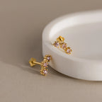 Sapphire Cluster Flat Back Studs Silver 18K Gold Plated