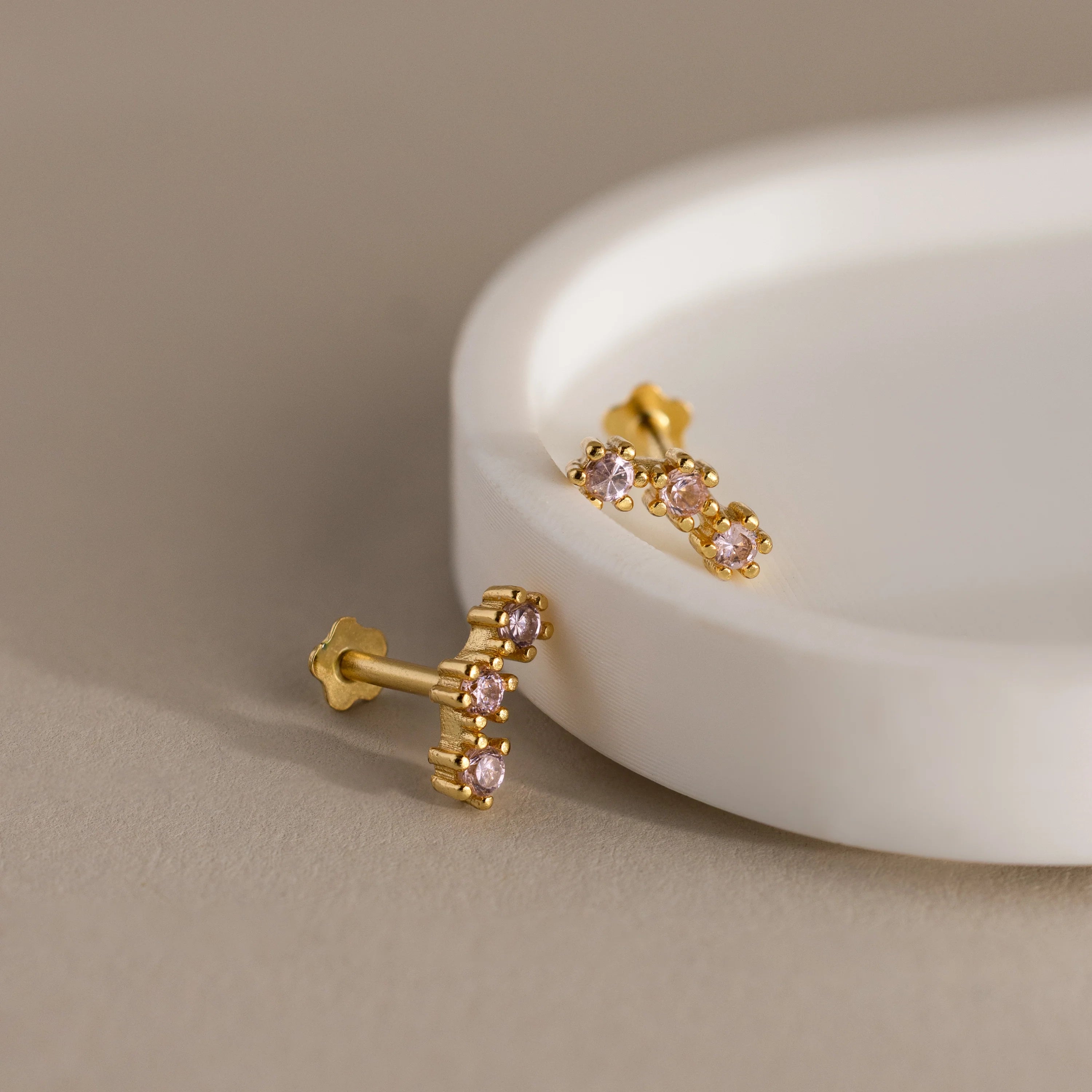 Sapphire Cluster Flat Back Studs Silver 18K Gold Plated