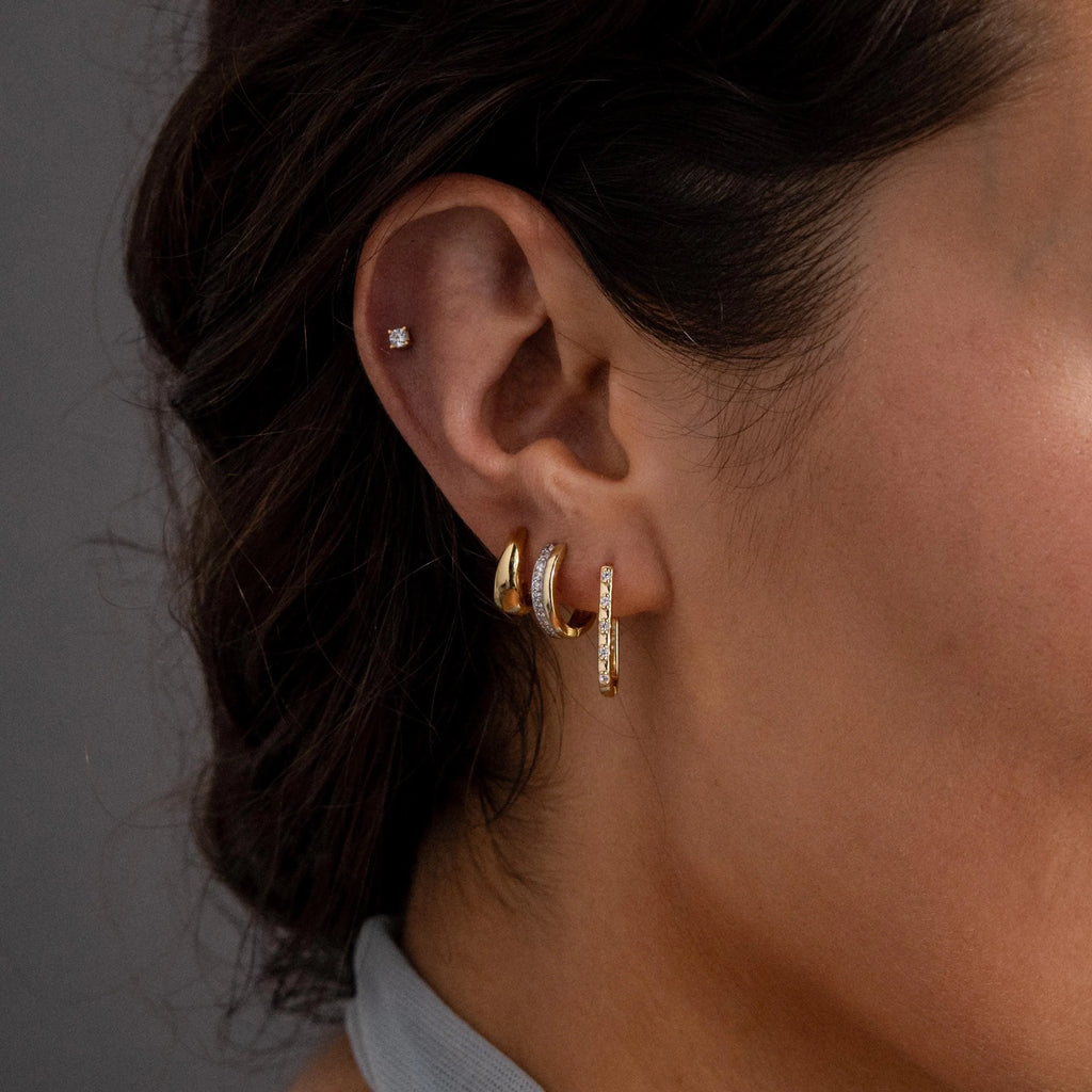 Dainty Pave Link Earrings  Silver 18K Gold Plated