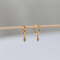 Rhombus Diamond Huggies Silver 18K Gold Plated