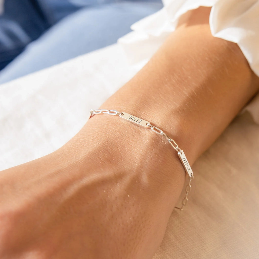 Mini Name Bar Bracelet Silver 18K Gold Plated