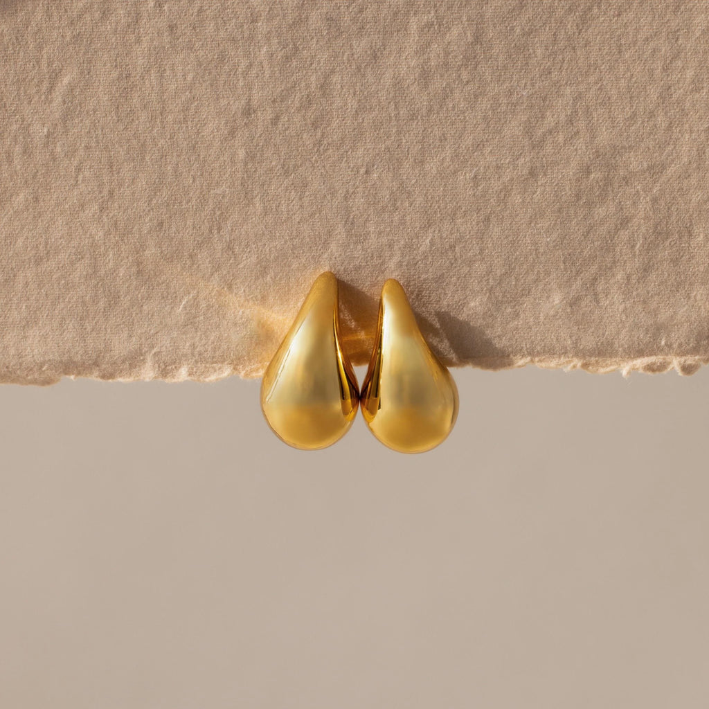 Chunky Tear Drop Studs Silver 18K Gold Plated