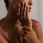 Mixed Metal Dome Ring Set Silver 18K Gold Plated