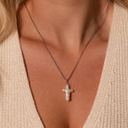 Baroque Pearl Cross Necklace Silver 18K Gold Plated