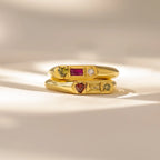 Bold Birthstone Signet Ring Silver 18K Gold Plated