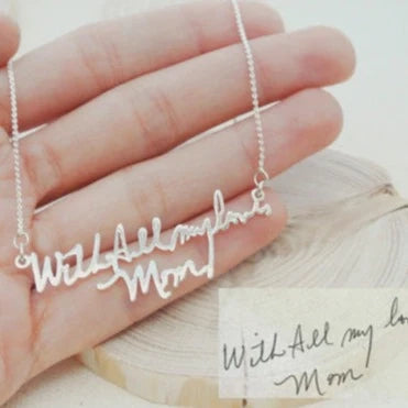 Handwriting Necklace Silver 18K Gold Plated