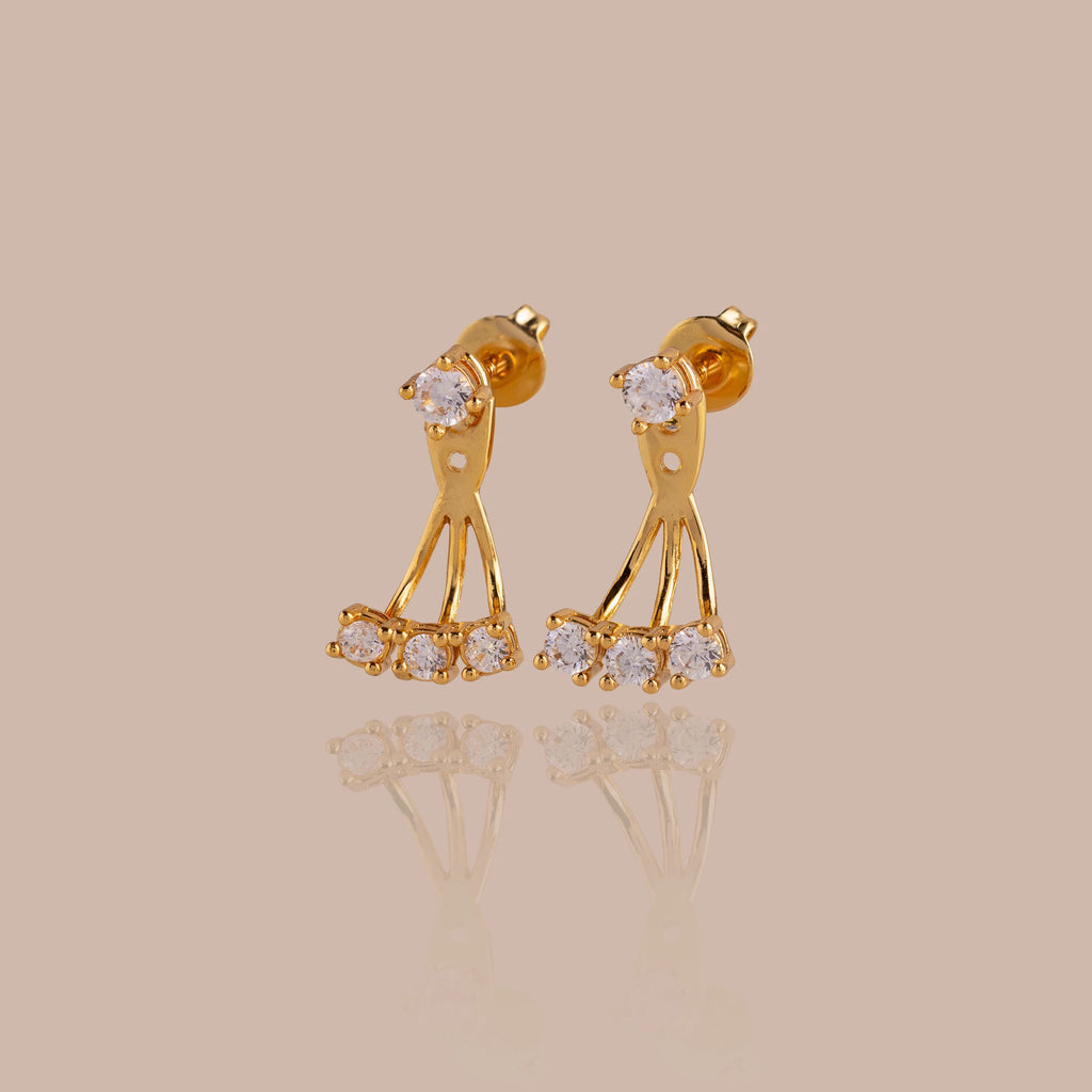 Diamond Cascade Ear Jackets Silver 18K Gold Plated