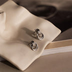 Micro Triple Knot Earrings Silver 18K Gold Plated