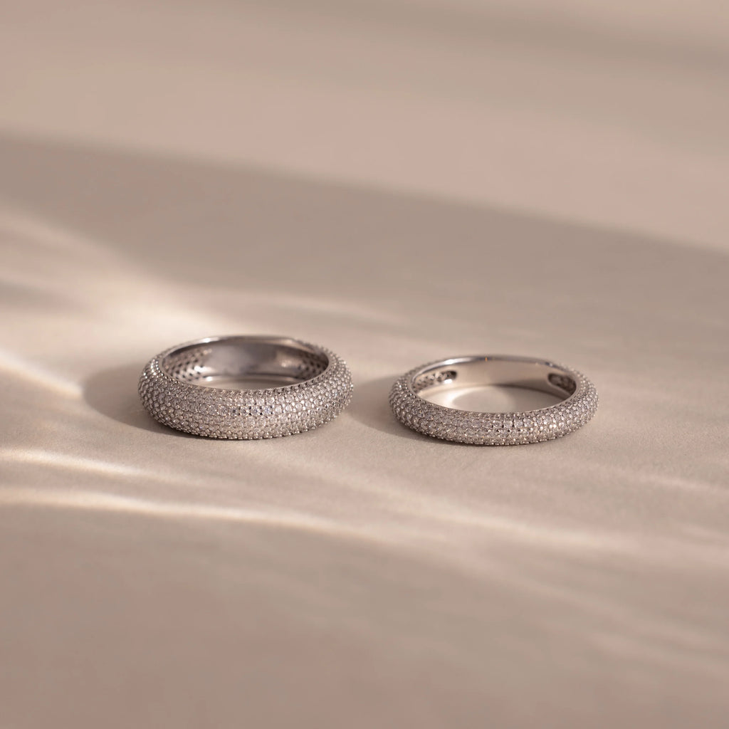 Pave Stacking Rings Silver 18K Gold Plated