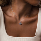 Diamonds Onyx Star Pendant Necklace Silver 18K Gold Plated
