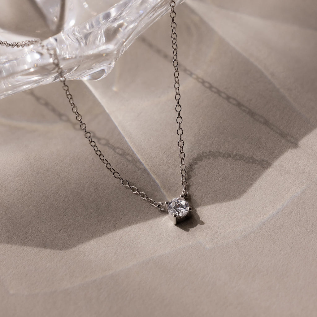 Dainty Diamond Necklace Silver 18K Gold Plated