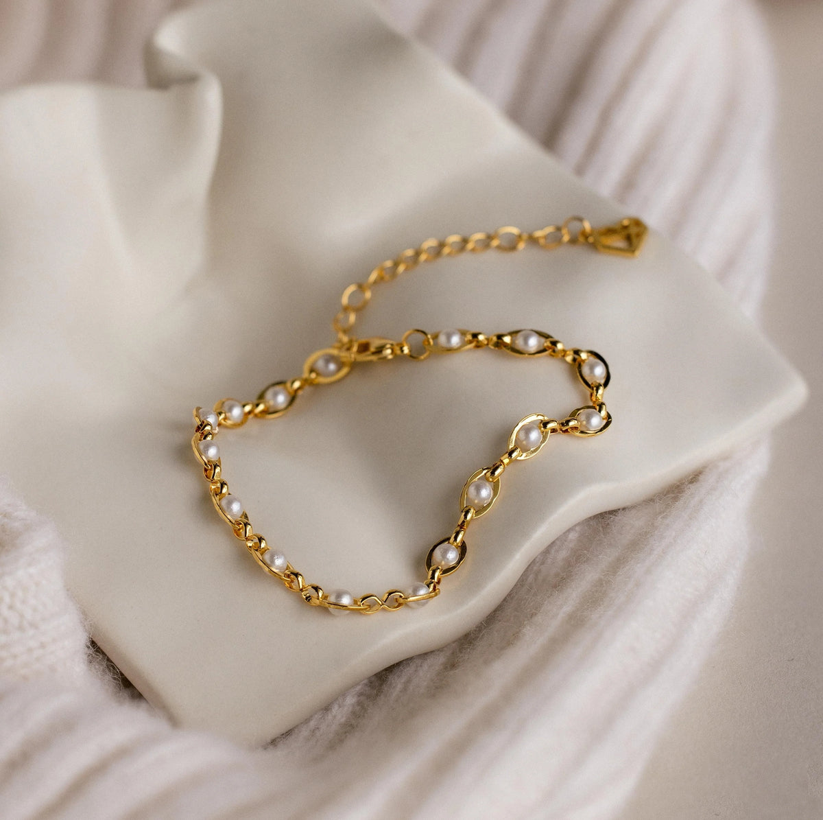 Eternity Pearl Bracelet Silver 18K Gold Plated