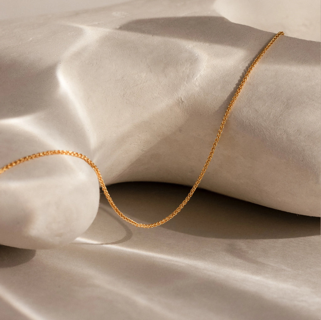 Woven Chain Necklace  Silver 18K Gold Plated