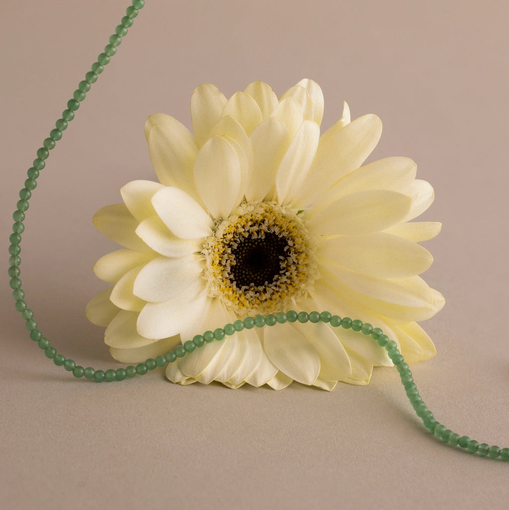 Green Aventurine Beads Choker Necklace Silver 18K Gold Plated